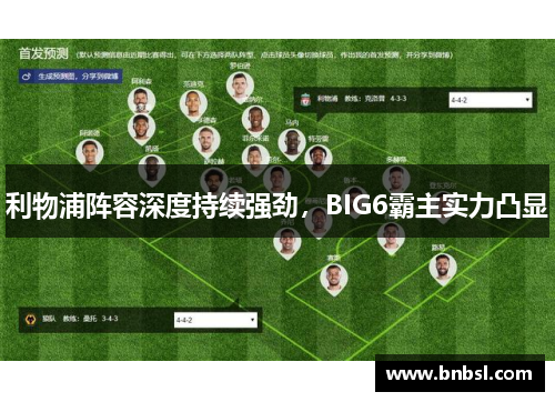利物浦阵容深度持续强劲，BIG6霸主实力凸显